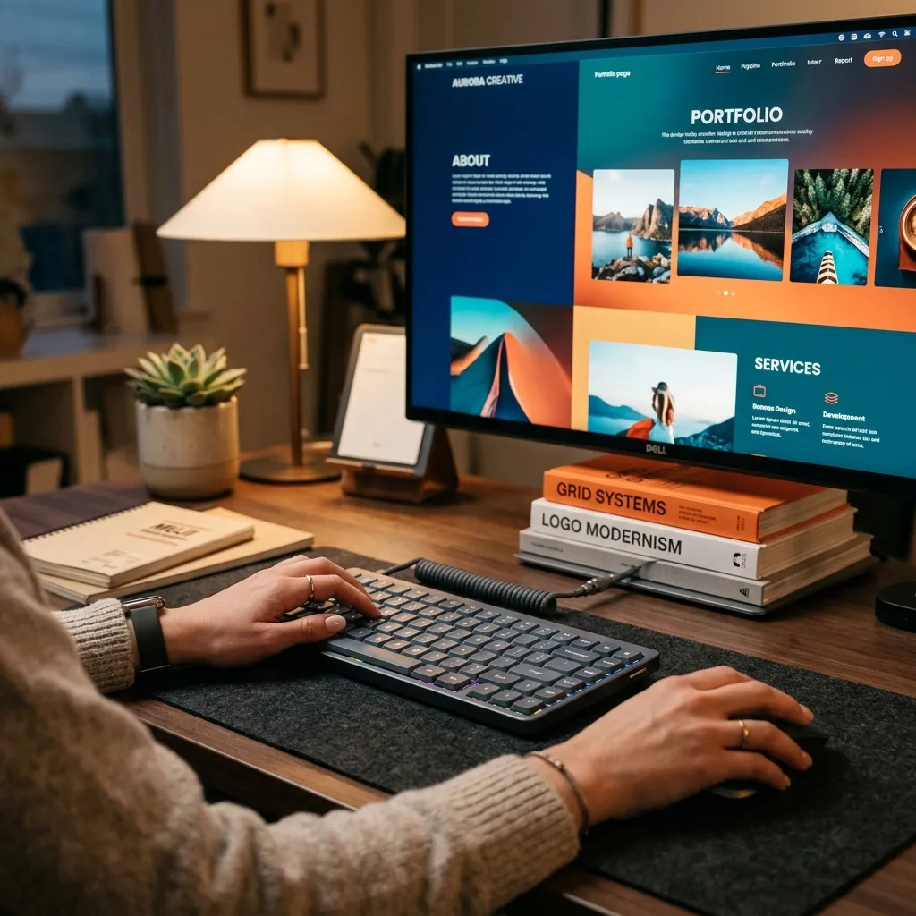 Designer working on a modern web UI